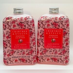 2 Crabtree & Evelyn Rosewater Bubble Bath Discontinued)22 Fl oz